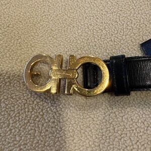 Salvatore Ferragamo Black and Gold Belt ORIGINAL